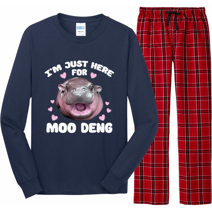 Im Just Here For Moo Deng Cute Baby Funny Hippo Bouncy Long Sleeve Pajama Set