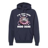 Im Just Here For Moo Deng Cute Baby Funny Hippo Bouncy Premium Hoodie