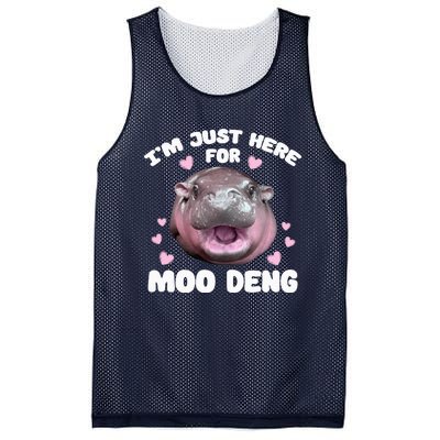 Im Just Here For Moo Deng Cute Baby Funny Hippo Bouncy Mesh Reversible Basketball Jersey Tank