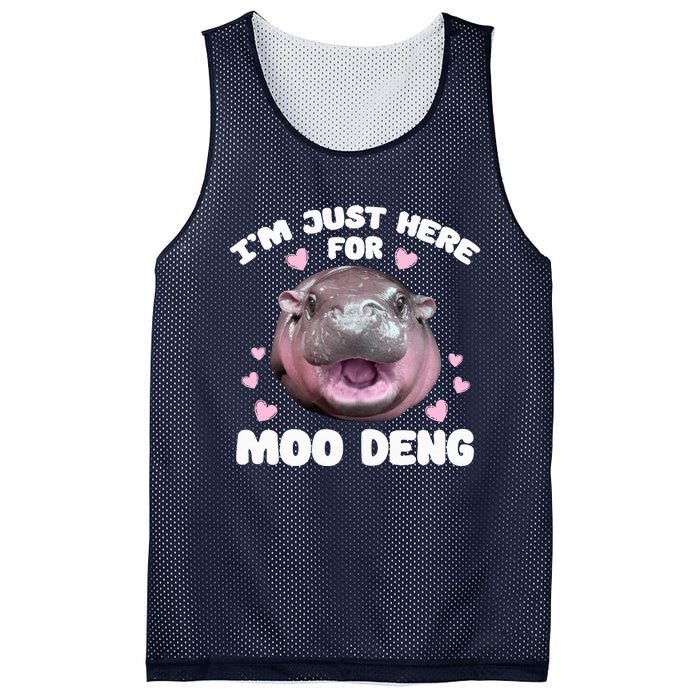 Im Just Here For Moo Deng Cute Baby Funny Hippo Bouncy Mesh Reversible Basketball Jersey Tank