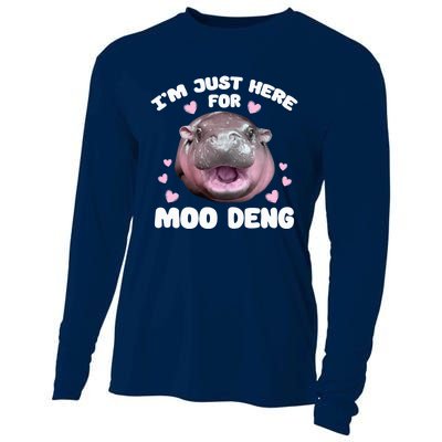 Im Just Here For Moo Deng Cute Baby Funny Hippo Bouncy Cooling Performance Long Sleeve Crew