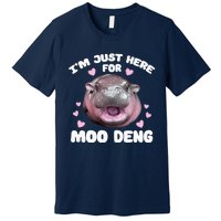 Im Just Here For Moo Deng Cute Baby Funny Hippo Bouncy Premium T-Shirt