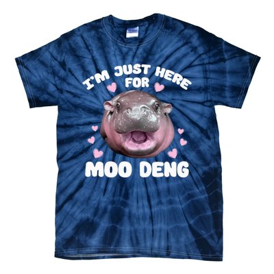 Im Just Here For Moo Deng Cute Baby Funny Hippo Bouncy Tie-Dye T-Shirt