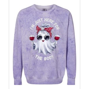 IM Just Here For The Boos Halloween Women Ghost Cute Colorblast Crewneck Sweatshirt