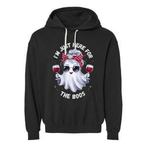 IM Just Here For The Boos Halloween Women Ghost Cute Garment-Dyed Fleece Hoodie