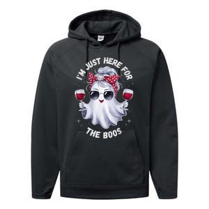 IM Just Here For The Boos Halloween Women Ghost Cute Performance Fleece Hoodie