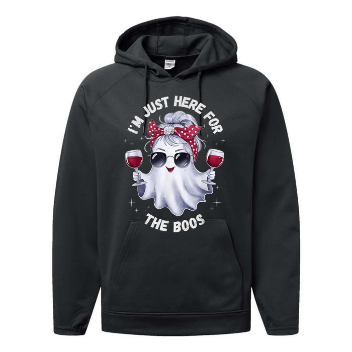 IM Just Here For The Boos Halloween Women Ghost Cute Performance Fleece Hoodie