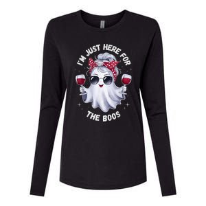 IM Just Here For The Boos Halloween Women Ghost Cute Womens Cotton Relaxed Long Sleeve T-Shirt