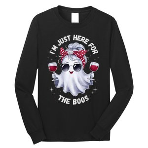 IM Just Here For The Boos Halloween Women Ghost Cute Long Sleeve Shirt