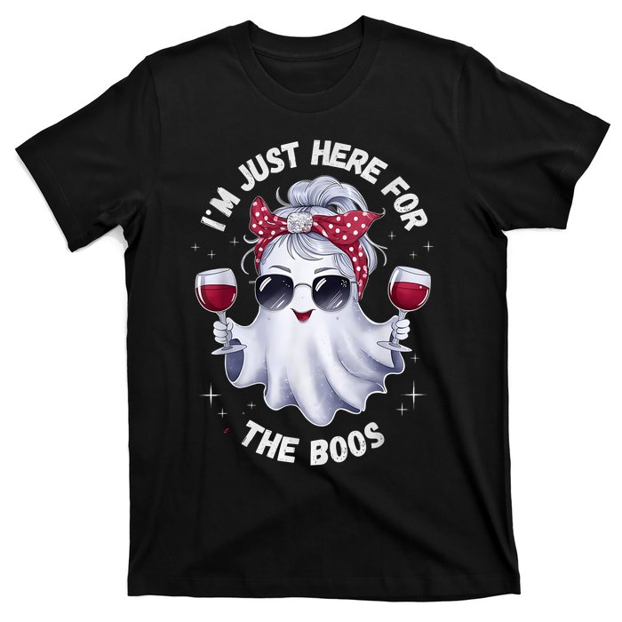 IM Just Here For The Boos Halloween Women Ghost Cute T-Shirt