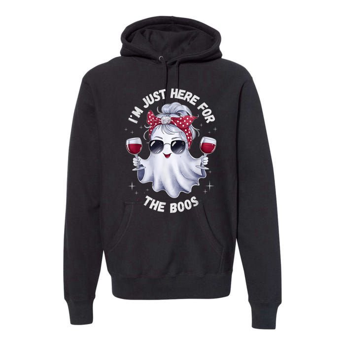 IM Just Here For The Boos Halloween Women Ghost Cute Premium Hoodie