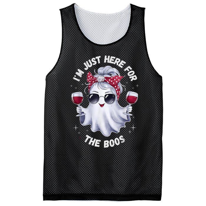 IM Just Here For The Boos Halloween Women Ghost Cute Mesh Reversible Basketball Jersey Tank