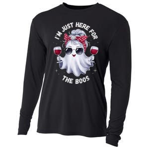 IM Just Here For The Boos Halloween Women Ghost Cute Cooling Performance Long Sleeve Crew