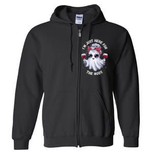 IM Just Here For The Boos Halloween Women Ghost Cute Full Zip Hoodie