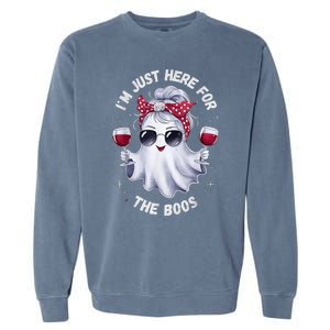 IM Just Here For The Boos Halloween Women Ghost Cute Garment-Dyed Sweatshirt