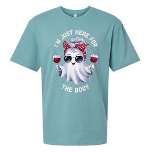 IM Just Here For The Boos Halloween Women Ghost Cute Sueded Cloud Jersey T-Shirt