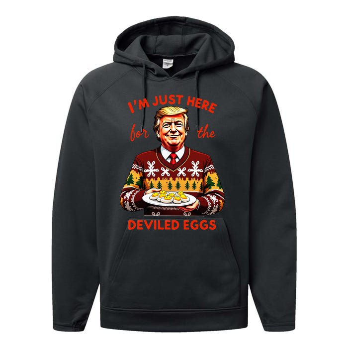 IM Just Here For The Deviled Eggs Funny Trump Christmas Performance Fleece Hoodie