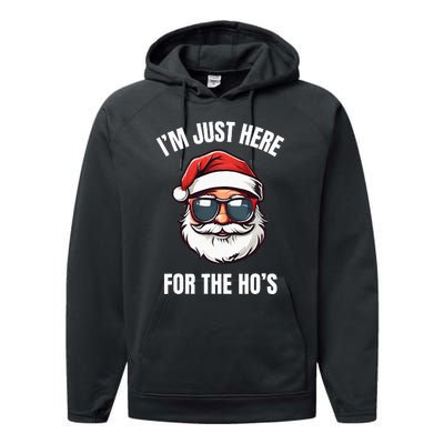 I’M Just Here For The Ho’S Funny Adult Christmas Santa Claus Performance Fleece Hoodie