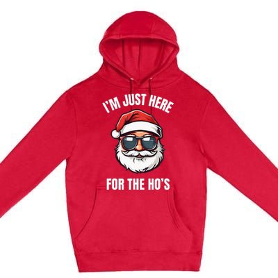 I’M Just Here For The Ho’S Funny Adult Christmas Santa Claus Premium Pullover Hoodie