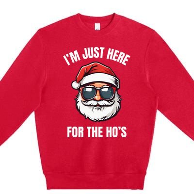 I’M Just Here For The Ho’S Funny Adult Christmas Santa Claus Premium Crewneck Sweatshirt