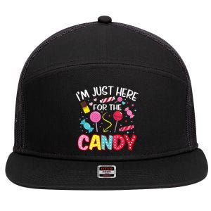 I'm Just Here For The Candy Halloween Cute Lollipop Sweets 7 Panel Mesh Trucker Snapback Hat