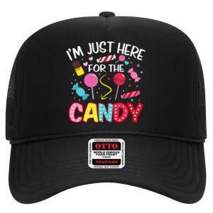 I'm Just Here For The Candy Halloween Cute Lollipop Sweets High Crown Mesh Back Trucker Hat