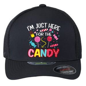 I'm Just Here For The Candy Halloween Cute Lollipop Sweets Flexfit Unipanel Trucker Cap