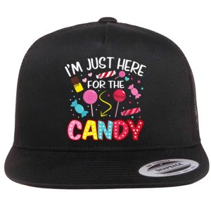 I'm Just Here For The Candy Halloween Cute Lollipop Sweets Flat Bill Trucker Hat