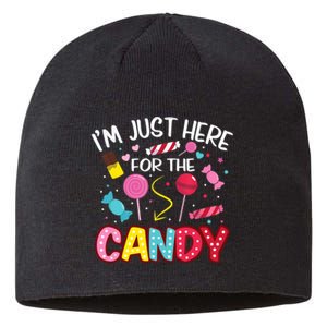 I'm Just Here For The Candy Halloween Cute Lollipop Sweets Sustainable Beanie