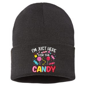 I'm Just Here For The Candy Halloween Cute Lollipop Sweets Sustainable Knit Beanie