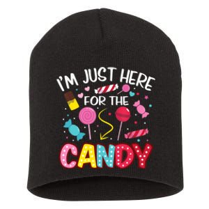 I'm Just Here For The Candy Halloween Cute Lollipop Sweets Short Acrylic Beanie