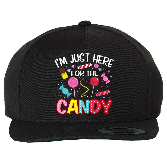 I'm Just Here For The Candy Halloween Cute Lollipop Sweets Wool Snapback Cap