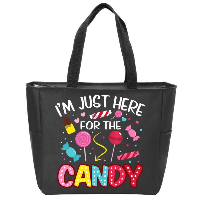 I'm Just Here For The Candy Halloween Cute Lollipop Sweets Zip Tote Bag