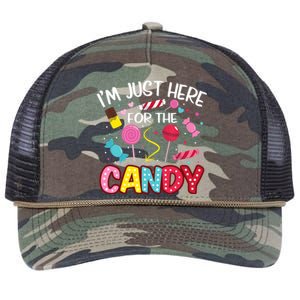 I'm Just Here For The Candy Halloween Cute Lollipop Sweets Retro Rope Trucker Hat Cap