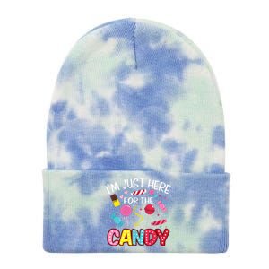 I'm Just Here For The Candy Halloween Cute Lollipop Sweets Tie Dye 12in Knit Beanie