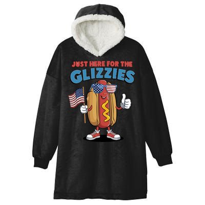 Im Just Here For The Glizzies Funny Fourth Of July Wiener Hooded Wearable Blanket
