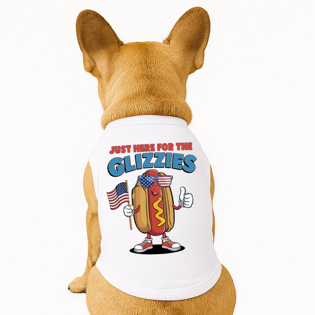 Im Just Here For The Glizzies Funny Fourth Of July Wiener Doggie Tank