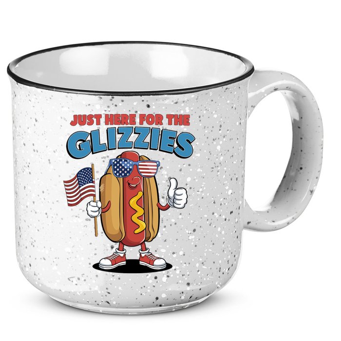 Im Just Here For The Glizzies Funny Fourth Of July Wiener 15oz Campfire Ceramic Mug