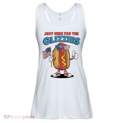 Im Just Here For The Glizzies Funny Fourth Of July Wiener Ladies Essential Flowy Tank