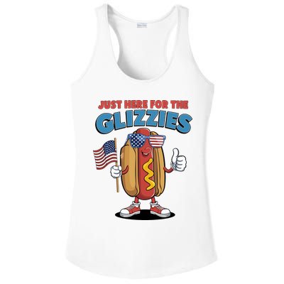 Im Just Here For The Glizzies Funny Fourth Of July Wiener Ladies PosiCharge Competitor Racerback Tank