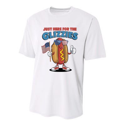 Im Just Here For The Glizzies Funny Fourth Of July Wiener Youth Performance Sprint T-Shirt