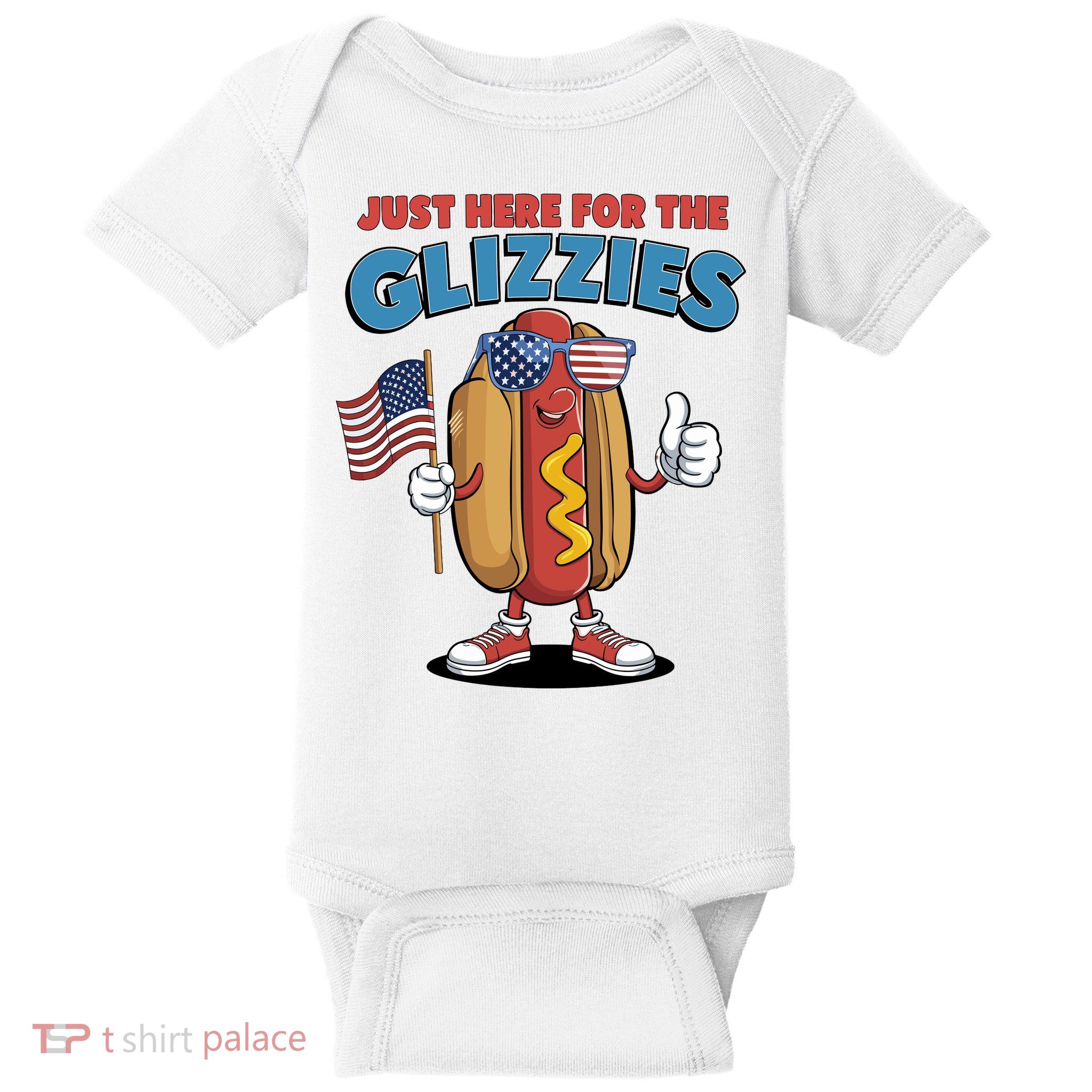 Im Just Here For The Glizzies Funny Fourth Of July Wiener Baby Bodysuit