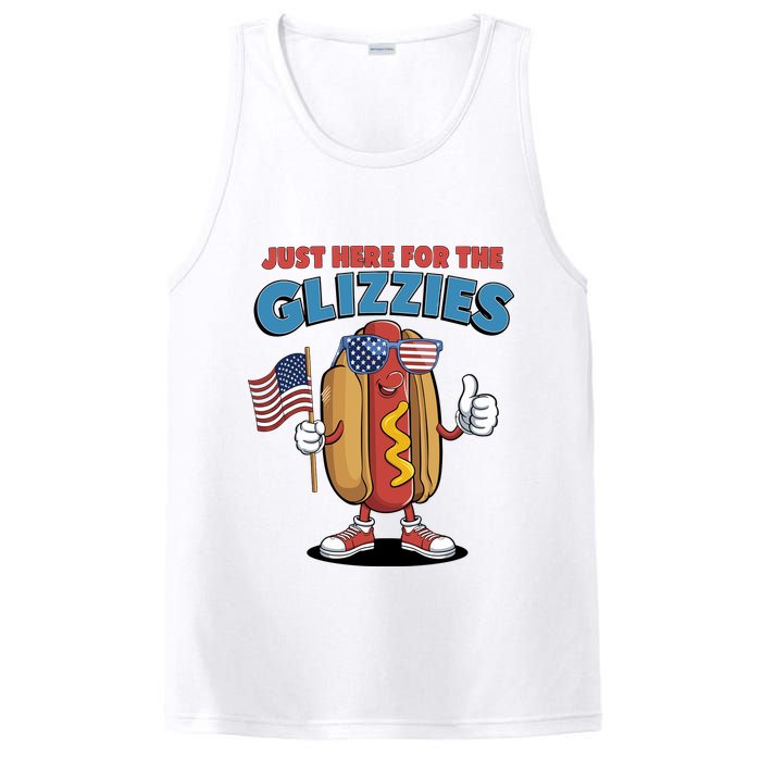 Im Just Here For The Glizzies Funny Fourth Of July Wiener PosiCharge Competitor Tank