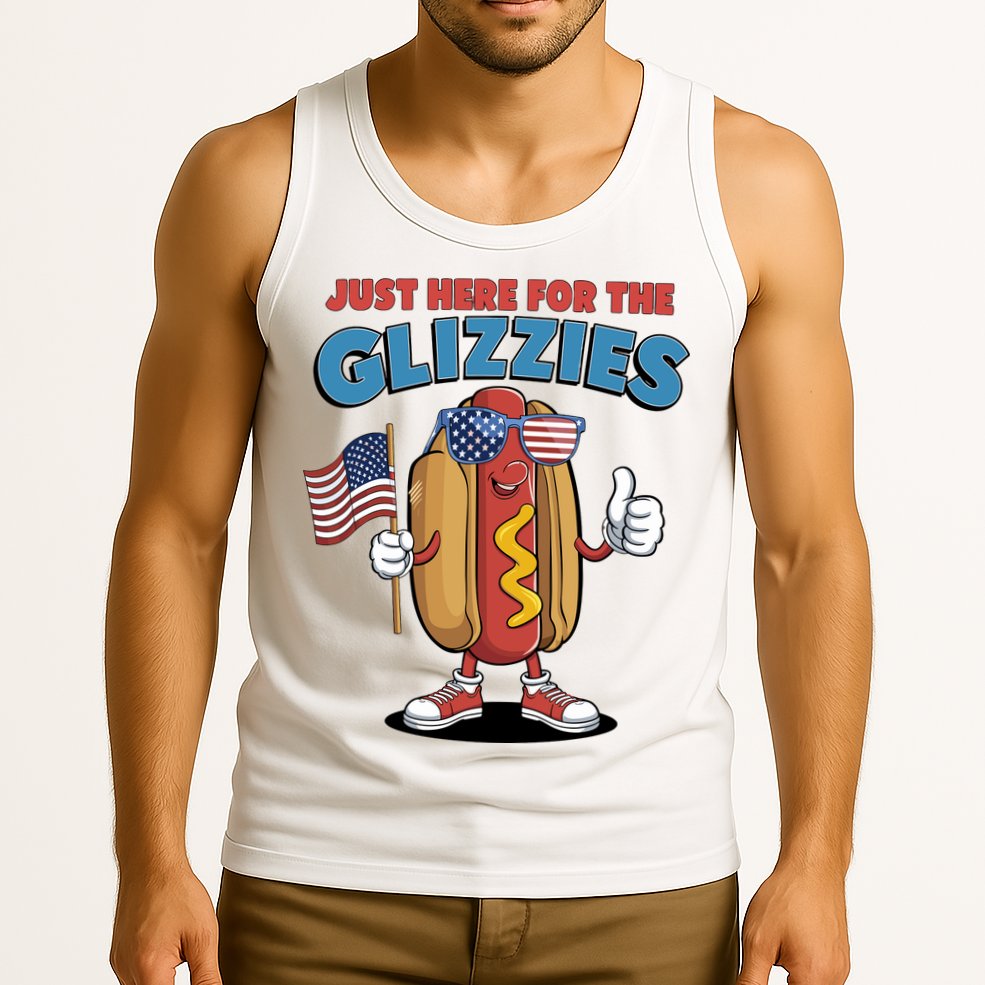 Im Just Here For The Glizzies Funny Fourth Of July Wiener Tank Top