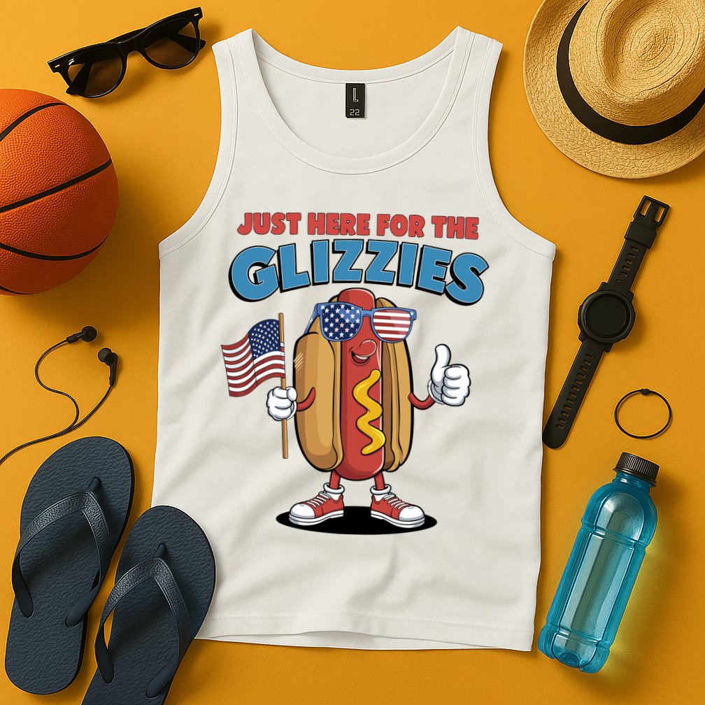 Im Just Here For The Glizzies Funny Fourth Of July Wiener Tank Top