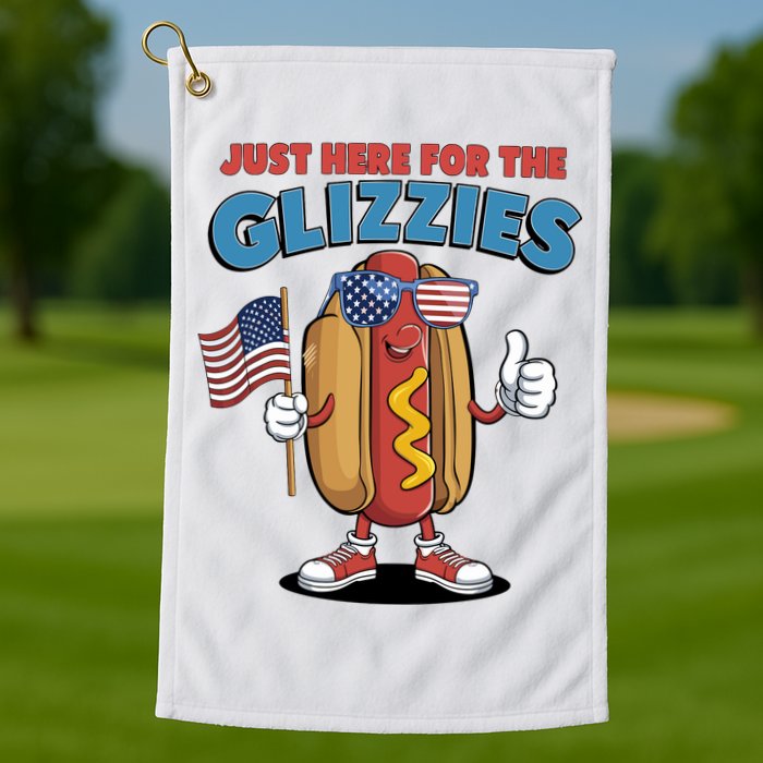 Im Just Here For The Glizzies Funny Fourth Of July Wiener Golf Towel