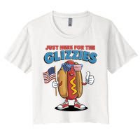 Im Just Here For The Glizzies Funny Fourth Of July Wiener Women's Crop Top Tee