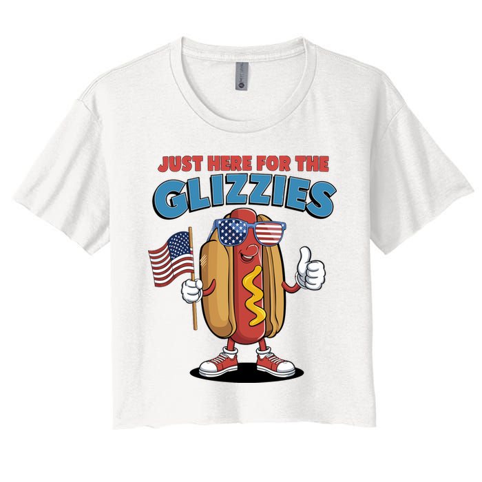 Im Just Here For The Glizzies Funny Fourth Of July Wiener Women's Crop Top Tee