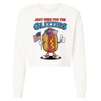 Im Just Here For The Glizzies Funny Fourth Of July Wiener Cropped Pullover Crew