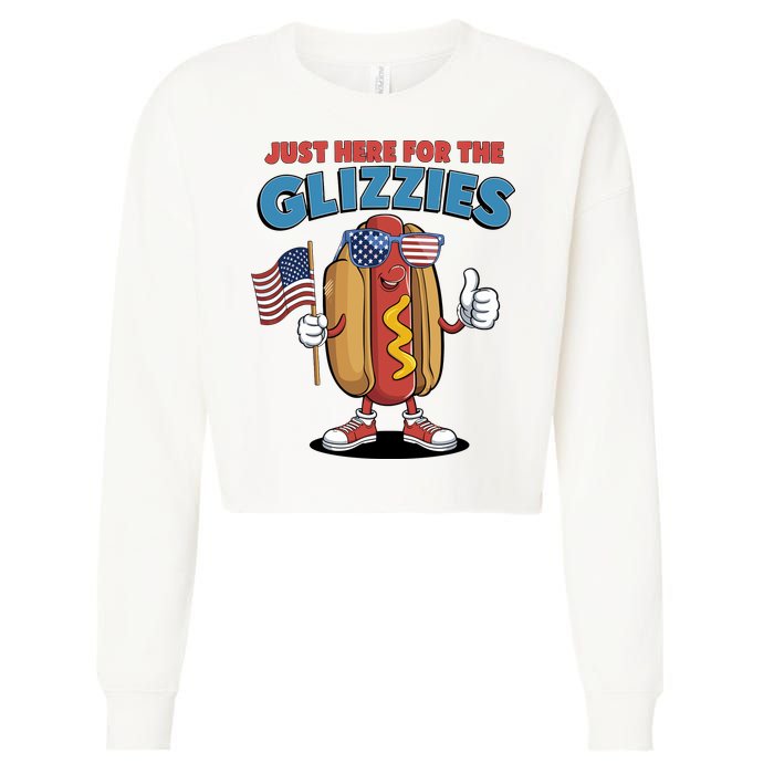 Im Just Here For The Glizzies Funny Fourth Of July Wiener Cropped Pullover Crew